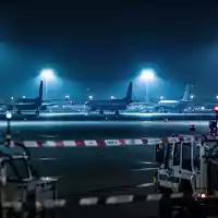 Nächtliches Rollfeld eines Flughafens mit Sicherheitsbeleuchtung und Frachtflugzeugen im Hintergrund. - Foto: über boerse-global.de