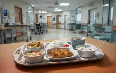 Ein Serviertablett mit einer Mahlzeit in einer Pflegeeinrichtung vor unscharfem Hintergrund. - Foto: über boerse-global.de