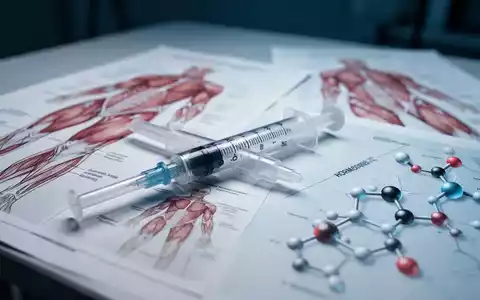 Medizinische Spritze neben anatomischen Muskeldiagrammen als Symbol für Risiken bei der Gewichtsreduktion. - Foto: über boerse-global.de