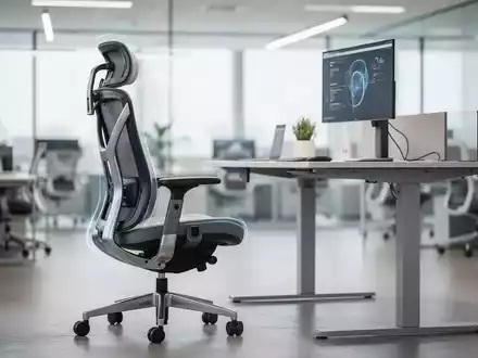 Moderner, ergonomischer Arbeitsplatz mit hochwertigem Bürostuhl und höhenverstellbarem Schreibtisch für gesundes Arbeiten. - Foto: über boerse-global.de