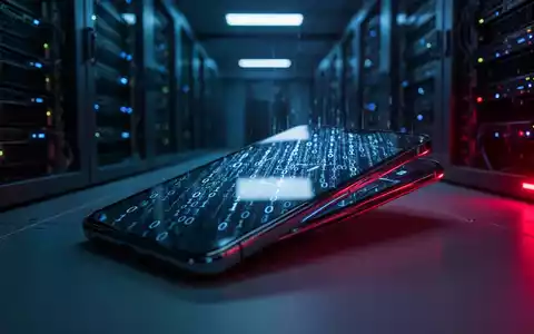 Ein glühendes Smartphone in einem dunklen Serverraum mit binären Codes als Symbol für die LightSpy-Spionagebedrohung. - Foto: über boerse-global.de