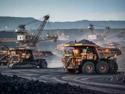 Moderne Bergbauanlage mit industrieller Ausrüstung vor einem klaren Himmel. - Foto: über boerse-global.de