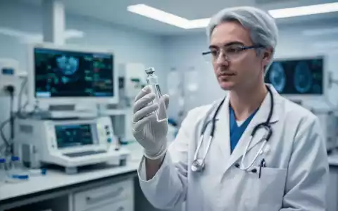 Medizinische Fachkraft in einem modernen Labor mit einer medizinischen Ampulle vor unscharfen Klinikgeräten. - Foto: über boerse-global.de