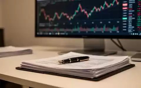 Ein moderner Schreibtisch mit Finanzdokumenten und einem unscharfen Börsenchart auf einem Monitor im Hintergrund. - Foto: über boerse-global.de