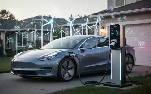 Ein modernes Elektroauto an einer bidirektionalen Ladestation, die in ein intelligentes Stromnetz integriert ist. - Foto: über boerse-global.de
