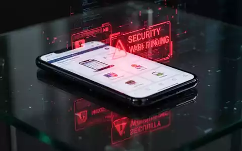 Smartphone-Display mit einer verdächtigen Shopping-App und digitalen Sicherheitshinweisen vor einem dunklen Hintergrund. - Foto: über boerse-global.de