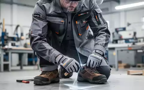 Handwerker in moderner, zertifizierter Schutzkleidung bei der Arbeit in einer professionellen Werkstattumgebung. - Foto: über boerse-global.de