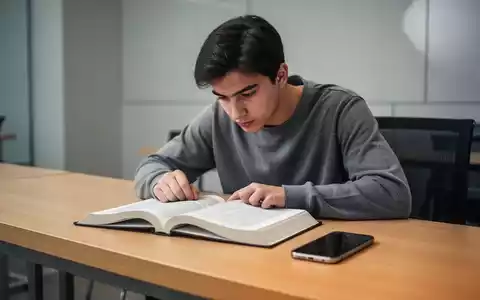 Ein Schüler sitzt konzentriert an einem Schreibtisch mit einem aufgeschlagenen Lehrbuch und einem Smartphone daneben. - Foto: über boerse-global.de