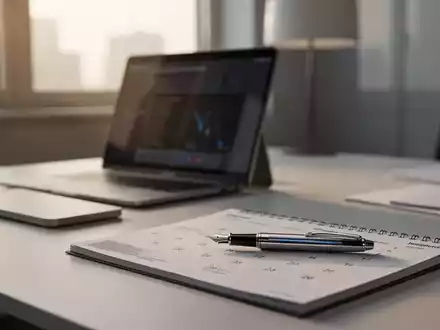 Moderner, minimalistischer Büroarbeitsplatz mit Laptop und Kalender bei hellem Tageslicht als Symbol für wirtschaftliche Reformen. - Foto: über boerse-global.de