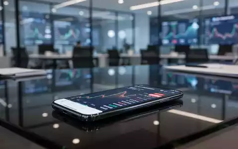 Modernes Büro mit Smartphone, das einen Krypto-Portfolio-Chart anzeigt, als Symbol für eine Finanzinvestition. - Foto: über boerse-global.de