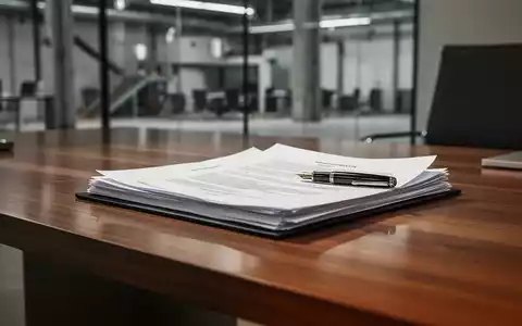 Ein moderner Schreibtisch mit juristischen Unterlagen und einem Füllfederhalter vor einem verschwommenen Büro-Hintergrund. - Foto: über boerse-global.de