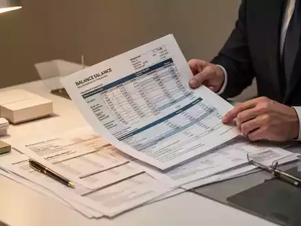 Ein professioneller Schreibtisch mit komplexen Bilanzunterlagen und Steuerdokumenten in einer modernen Büroumgebung. - Foto: über boerse-global.de