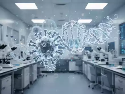 Holografische Darstellung einer Virus-Genomstruktur in einem modernen Labor für synthetische Biologie. - Foto: über boerse-global.de