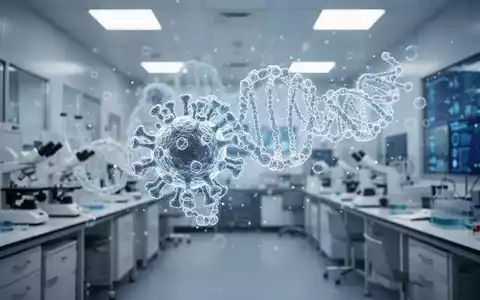 Holografische Darstellung einer Virus-Genomstruktur in einem modernen Labor für synthetische Biologie. - Foto: über boerse-global.de