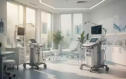 Heller, moderner Behandlungsraum einer rheumatologischen Klinik mit medizinischer Ausstattung und einfallendem Tageslicht. - Foto: über boerse-global.de