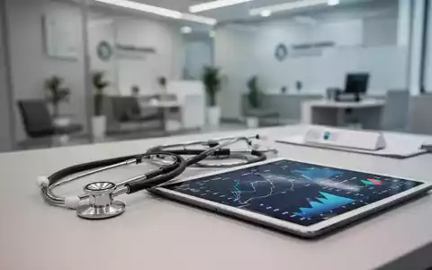 Stethoskop und Tablet mit Finanzgrafiken auf einem Schreibtisch in einer Arztpraxis als Symbol für wirtschaftliche Unsicherheit. - Foto: über boerse-global.de