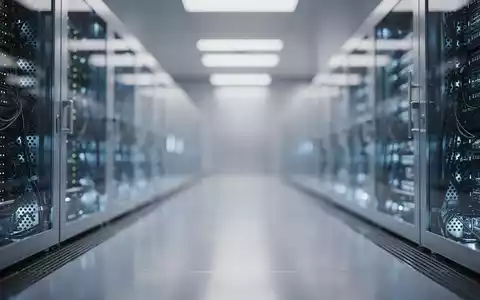 Moderne Rechenzentrum-Infrastruktur mit verschwommenen Server-Racks in blauem Licht als Symbol für die Halbleiterbranche. - Foto: über boerse-global.de