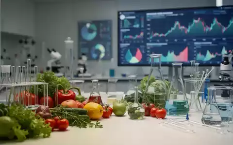 Ein moderner Labortisch mit frischem Gemüse und wissenschaftlichen Instrumenten als Symbol für Ernährungsforschung. - Foto: über boerse-global.de