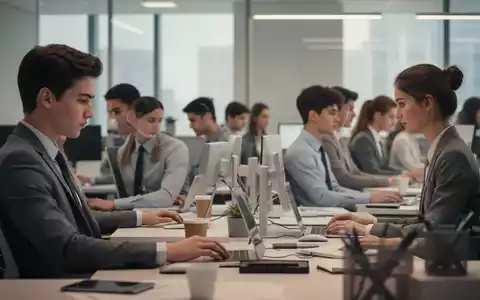 Junge Büroangestellte an modernen Schreibtischen, die auf ihre Arbeit konzentriert sind. - Foto: über boerse-global.de