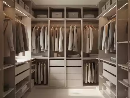 Ein perfekt organisierter, minimalistischer Kleiderschrank mit ordentlich aufgereihten Kleidungsstücken. - Foto: über boerse-global.de