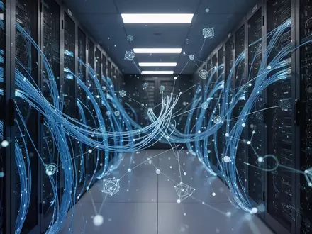 Abstraktes digitales Netzwerk und Serverinfrastruktur in einem modernen Rechenzentrum. - Foto: über boerse-global.de