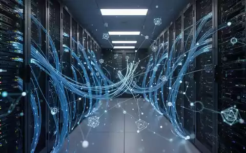Abstraktes digitales Netzwerk und Serverinfrastruktur in einem modernen Rechenzentrum. - Foto: über boerse-global.de