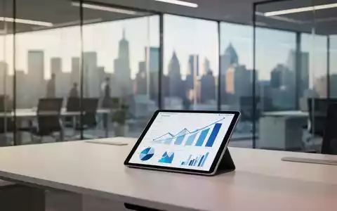 Ein moderner, heller Büroarbeitsplatz mit abstrakten Daten-Charts auf einem Tablet als Symbol für steigende Produktivität. - Foto: über boerse-global.de