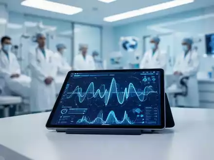 Ein Tablet mit medizinischen Datenvisualisierungen in einer modernen klinischen Umgebung. - Foto: über boerse-global.de