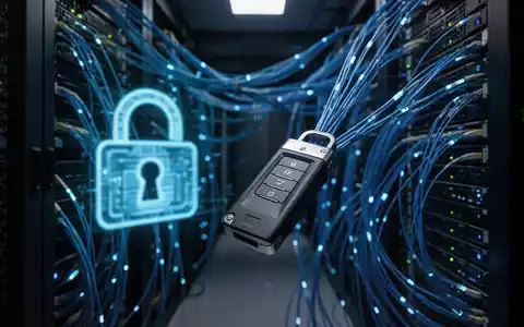 Ein leuchtendes digitales Vorhängeschloss und Glasfaserkabel symbolisieren die Schwachstellen in der Passkey-Sicherheit. - Foto: über boerse-global.de