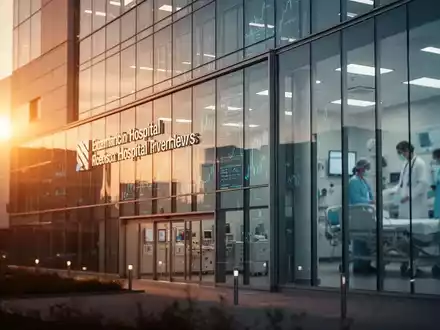 Modernes Krankenhausgebäude bei Sonnenuntergang als Symbol für den Gesundheitssektor - Foto: über boerse-global.de