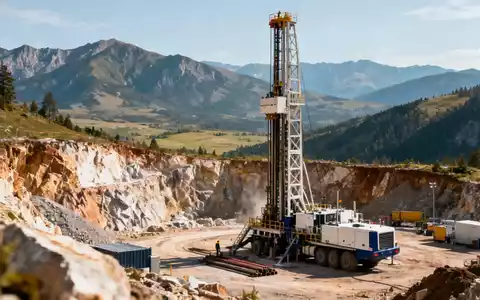 Bohrgerät auf einer Bergbau-Explorationsstätte in einer Berglandschaft während der Erkundungsphase. - Foto: über boerse-global.de