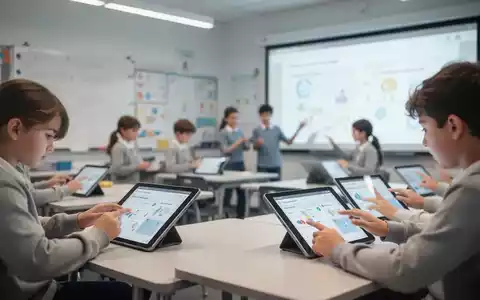 Moderne Lernumgebung mit digitalen Beratungstools und Schülern in einem technologisch ausgestatteten Klassenzimmer. - Foto: über boerse-global.de
