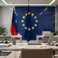 Modernes Büro einer Reiseagentur mit einer unscharfen Europaflagge im Hintergrund als Symbol für die EU-Richtlinienreform. - Foto: über boerse-global.de