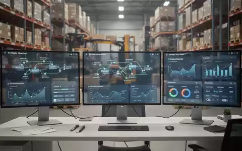 Moderner Büroarbeitsplatz mit digitalen Dashboards für Lieferkettendaten und E-Commerce-Analysen. - Foto: über boerse-global.de