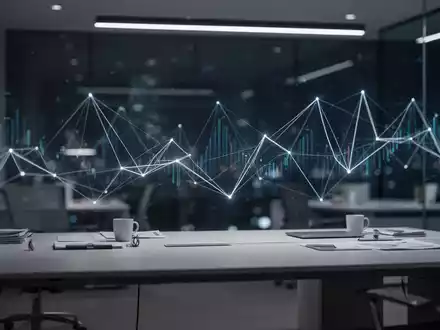Abstrakte Darstellung von digitaler Finanztechnologie und Blockchain in einer professionellen, modernen Umgebung. - Foto: über boerse-global.de