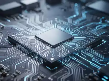Ein hochmoderner Halbleiter-Mikrochip auf einer Leiterplatte, der für künftige Quanten-Kryptografie-Sicherheit steht. - Foto: über boerse-global.de