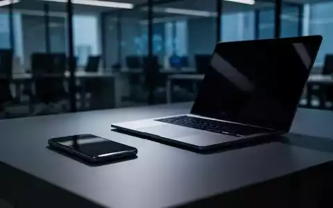 Ein Smartphone und ein Laptop auf einem modernen Schreibtisch in einem dunklen, professionellen Büro als Symbol für Cybersicherheit. - Foto: über boerse-global.de