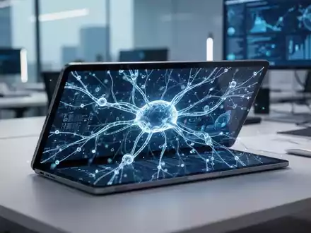 Ein modernes Tablet zeigt leuchtende neuronale Netzwerkmuster als Symbol für KI-Transparenz und digitale Kennzeichnung. - Foto: über boerse-global.de