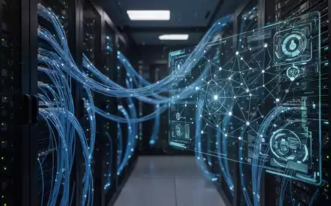 Digitale abstrakte Darstellung von Netzwerksicherheit und Serverinfrastruktur in einem hochmodernen Rechenzentrum. - Foto: über boerse-global.de
