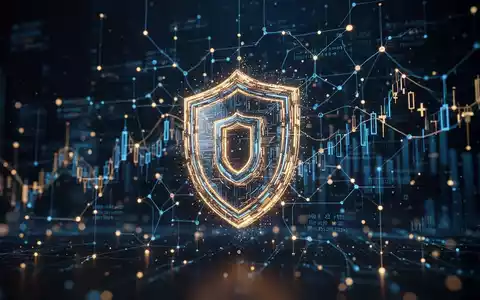 Abstrakte Visualisierung eines digitalen Blockchain-Netzwerks mit leuchtenden Datenströmen und algorithmischen Handelsmustern. - Foto: über boerse-global.de