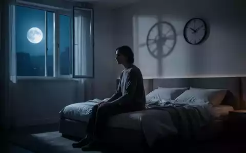 Eine Person sitzt nachdenklich am Bettrand in einem schlafzimmer bei Nacht, symbolisiert nächtliches Gedankenkreisen. - Foto: über boerse-global.de