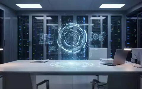 Ein modernes, minimalistisches Büro mit einer schwebenden holografischen Benutzeroberfläche als Symbol für KI-Integration. - Foto: über boerse-global.de