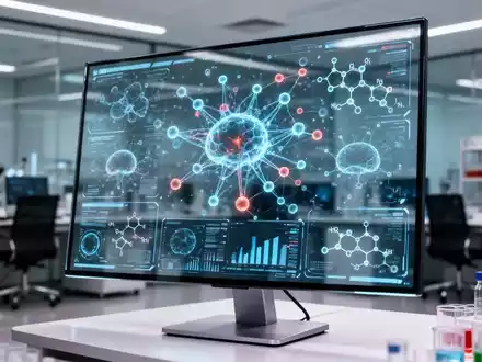Digitale Oberfläche mit komplexen Lebenswissenschaftsdaten und neuronalen Netzwerkvisualisierungen für die Arzneimittelforschung. - Foto: über boerse-global.de