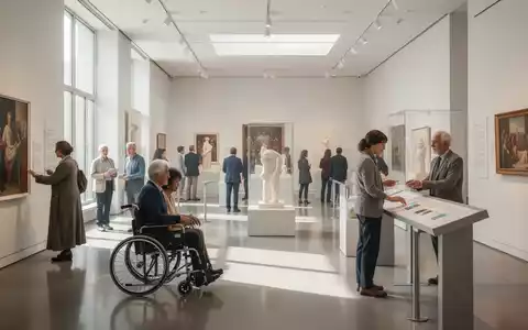 Vielfältige Menschen besuchen ein barrierefreies Museum und betrachten gemeinsam eine inklusive Kunstausstellung. - Foto: über boerse-global.de