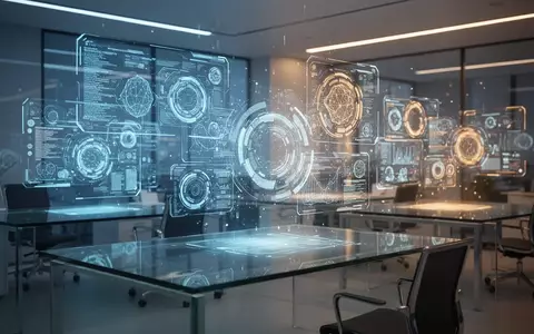 Moderner Büroraum mit holografischen digitalen Schnittstellen und Datenströmen, die KI-Produktivitätstools darstellen. - Foto: über boerse-global.de