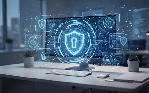 Moderner Computerarbeitsplatz mit leuchtender digitaler Oberfläche für Softwaresicherheit und UI-Modernisierung. - Foto: über boerse-global.de