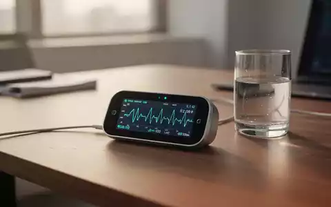 Modernes Büro-Setup mit einem Biofeedback-Monitor zur Messung der Herzratenvariabilität auf einem minimalistischen Schreibtisch. - Foto: über boerse-global.de
