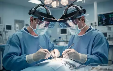 Ein Chirurg trägt ein Augmented-Reality-Headset während einer medizinischen Untersuchung in einer modernen Klinik. - Foto: über boerse-global.de