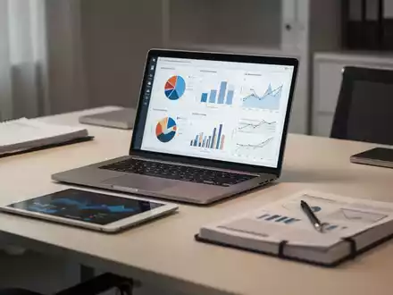 Ein moderner, professioneller Arbeitsplatz mit Laptop und Datenanalysen auf einem Schreibtisch. - Foto: über boerse-global.de