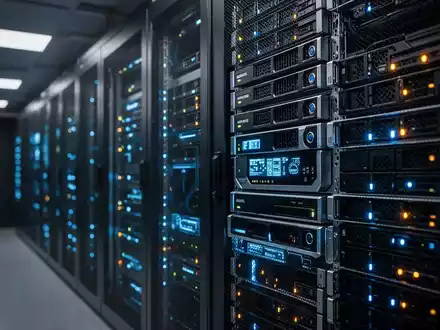 Ein moderner Serverraum mit leuchtenden Statusanzeigen als Symbol für IT-Sicherheit und digitale Infrastruktur. - Foto: über boerse-global.de